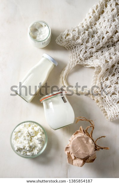 Set Farm Dairy Produce Cottage Cheese Stock Photo Edit Now