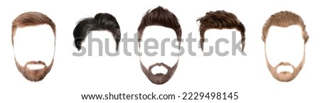 Set of fashionable man's hairstyles for designers isolated on white