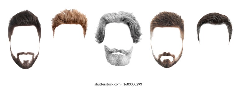 Set of fashionable men's hairstyles for designers isolated on white - Shutterstock ID 1683380293