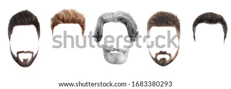 Set of fashionable men's hairstyles for designers isolated on white