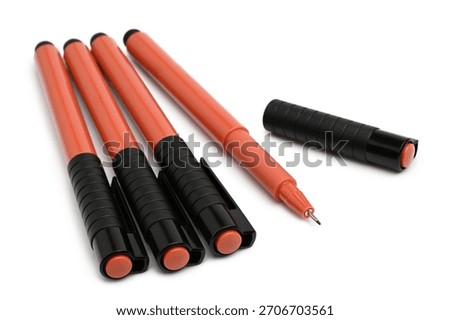 Set of fineliners on white background