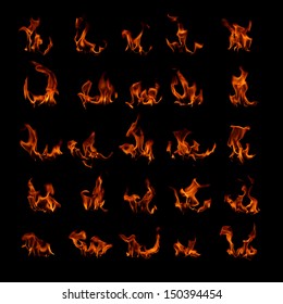 Set fire flames  in black background
