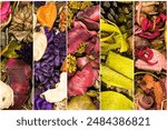 Set of five rectangles for wallpaper with potpourri for a decorative surface or for a floral background