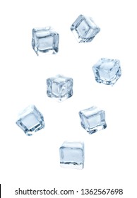 Set of flying crystal clear ice cubes on white background - Shutterstock ID 1362567698