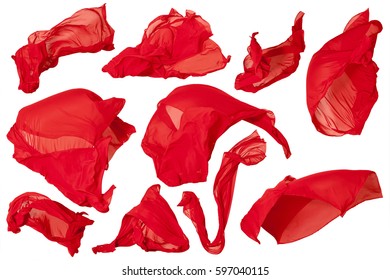 Set Flying Red Fabric - High Speed Studio Shot, Art Object, Design Element