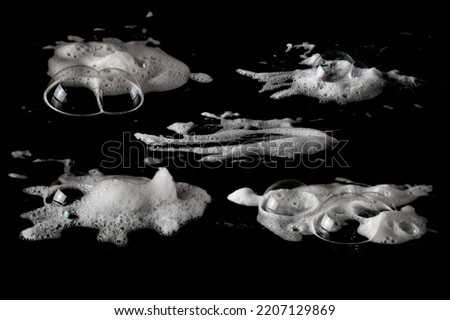 Set foam, bubble isolated on black, with clipping path texture and background 