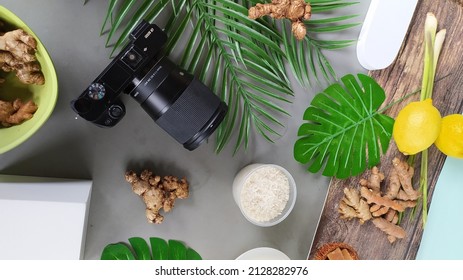 A Set Of Food And Ingredients For A Food Photo Shoot