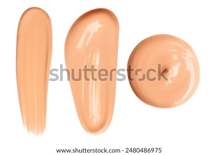 Set of foundation smears on empty background