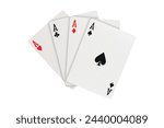 Set of four aces playing cards suits on white background