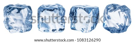 Set of four different ice cube faces. Macro shot of ice cubes. Clipping path. Stock photo © 