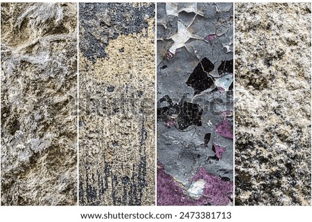 Set of four rectangulars texture's of old natural stone for wallpaper and background