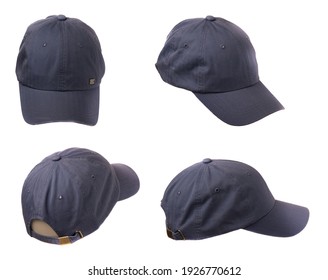 set of four sports dark blue cap isolated on a white background .