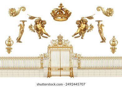 set of fragments golden gates to Versailles castle, isolated on white background
 - Powered by Shutterstock