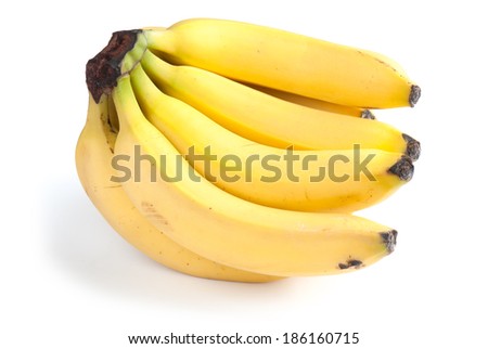 Set of fresh bananas on white background 