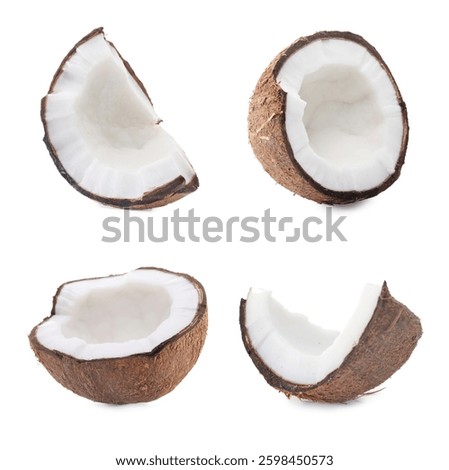 Set of fresh coconuts isolated on white