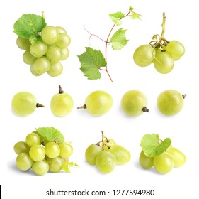 Set with fresh grapes on white background - Powered by Shutterstock