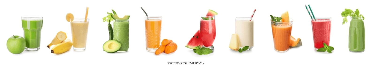 Set of fresh smoothies on white background - Powered by Shutterstock