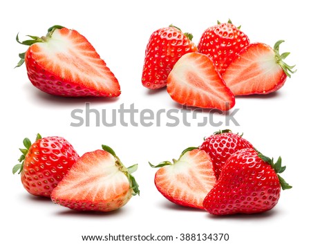 A set of fresh strawberry isolated on white background.