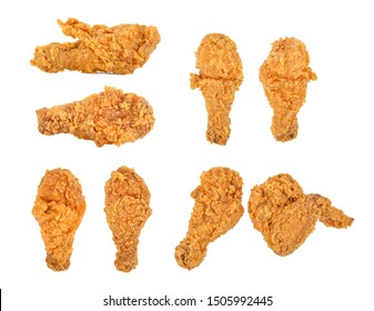Set of fried chicken isolated on white background. - Shutterstock ID 1505992445