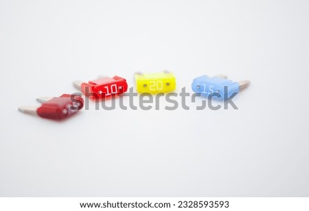 set of fuses up close with a white background