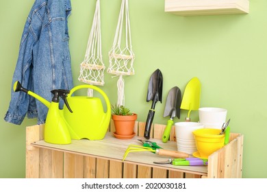 Set Of Gardening Supplies In Barn