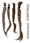 A set of generations of braided hair cut off