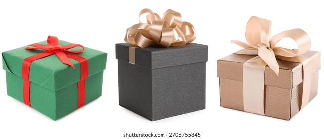 Set of gift boxes isolated on white