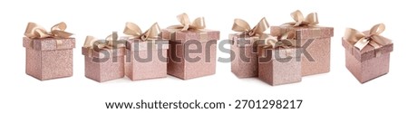 Set of gift boxes on white background