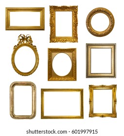 Set of gilded antique frames isolated on white background - Shutterstock ID 601997915