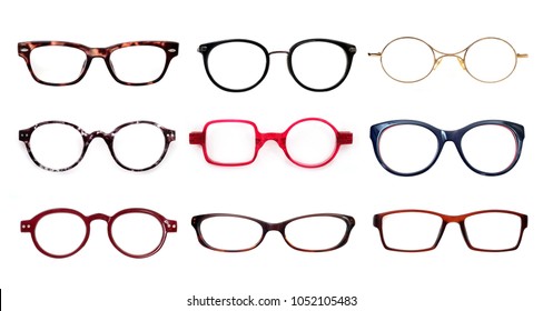 Set of glasses isolated on white background for applying on a portrait