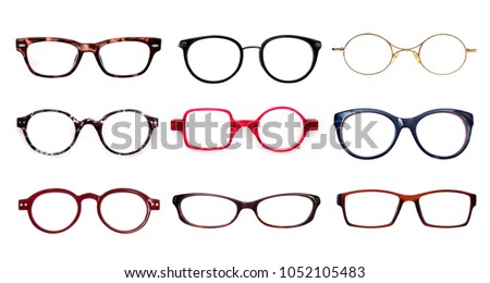 Set of glasses isolated on white background for applying on a portrait