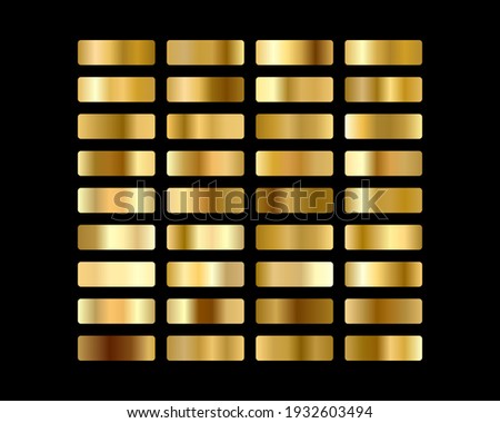Set of gold gradients.Golden squares collection. illustration