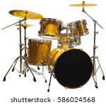 Set of Golden Battery Drum set Isolated with Clipping Path