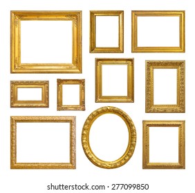 Set Of Golden Vintage Frame On White Background