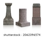 Set of granite pedestals on a white background