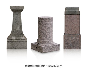 Set of granite pedestals on a white background