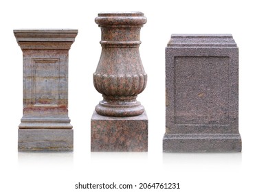 Set of granite pedestals on a white background - Shutterstock ID 2064761231