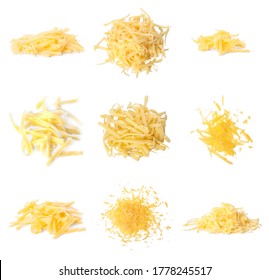 Set With Grated Cheese On White Background