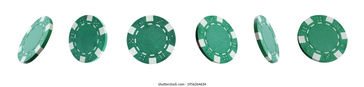 Set with green casino chips on white background. Banner design - Powered by Shutterstock