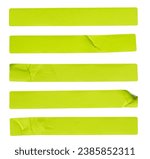 A set of green rectangular paper sticker label isolated on white background.