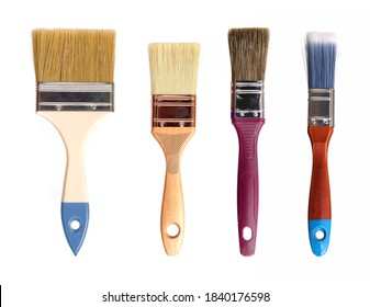 Set of hammers finishing brushes isolated on white background