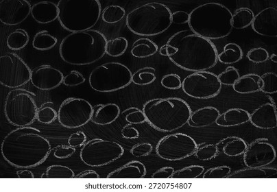 Set hand drawn circle pattern, black chalkboard, old blackboard background and texture