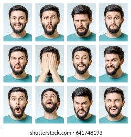 Set Handsome Emotional Man Isolated Over Stock Photo 641748193 ...