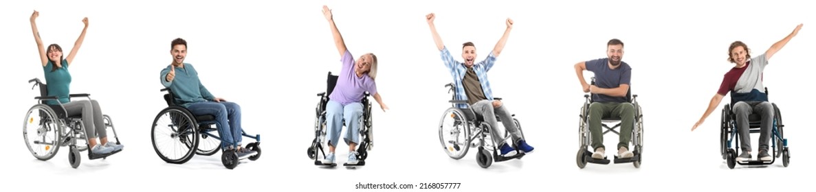 Set Happy People Wheelchair Isolated On Stock Photo 2168057777 ...