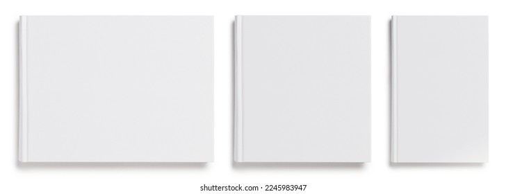 Set of hardcover wide, square and narrow books, isolated on white background - Shutterstock ID 2245983947