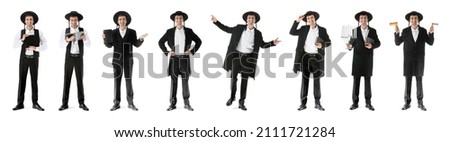 Set of Hasidic Jewish man on white background Foto d'archivio © 