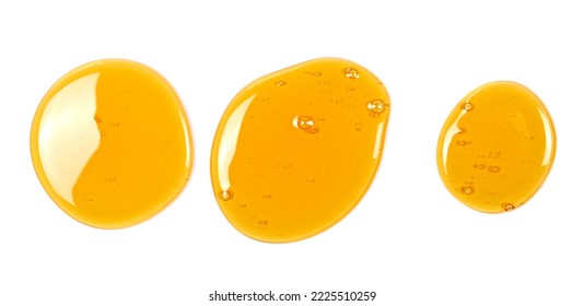 Set honey spill isolated on white, top view - Shutterstock ID 2225510259