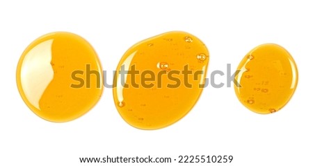 Set honey spill isolated on white, top view