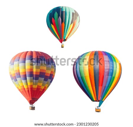Set of Hot Air Balloons Isolated of a White Background.