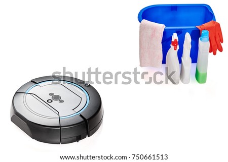 Set of house cleaning machines and equipment on white background Stock photo © 